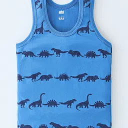 Simply Cotton Interlock Knit Sleeveless Vest Dino Print Pack Of 3 - Orange Green & Blue image 2