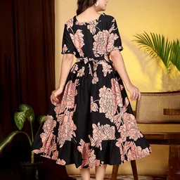 Nautiful Floral Print Crepe Fit & Flare Dress image 5