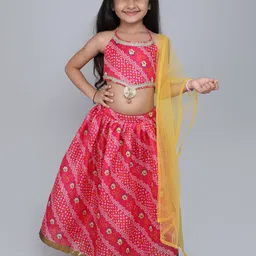 MANY FROCKS & Girls Printed Ready to Wear Lehenga Blouse With Dupatta image 1