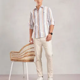 Nautica Slim Fit Vertical Striped Pure Cotton Casual Shirt image 4
