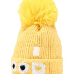 Kid-O-World Woollen Ood Knitted Bobble Cap - Yellow image 4