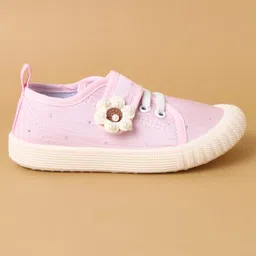 Cute Walk by Babyhug Velcro Closure Casual Shoes with Floral Applique - Pink image 4