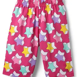 Babyhug Cotton Knit Cap Sleeves Capri Night Suit With Stars Print - Pink image 4