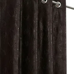 GEET CREATIONS Coffee Brown Set of 2 Floral Room Darkening Window Curtain image 5