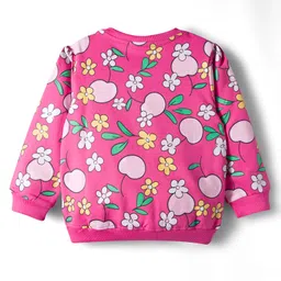 Babyhug Cotton Knit Full Sleeves Sweatshirts with Floral & Fruit Print Pack of 2 - Yellow & Pink image 5