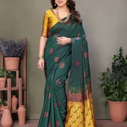 ROOP SUNDARI SAREES Ethnic Motifs Woven Design Zari Pure Silk Banarasi Saree image 1
