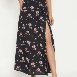 PURYS Black Printed Maxi Skirt image 1