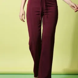 SELVIA Maroon Regular Fit Mid Rise Trousers image 1