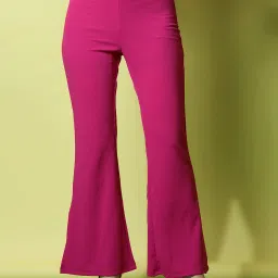 SELVIA Dark Pink Regular Fit Mid Rise Trousers image 1
