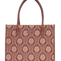 ZOUK Jodhpur Damask Book Brown Printed Tote Handbag image 1