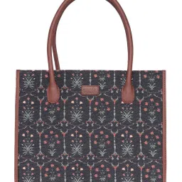 ZOUK Taj Guldasta Book Black Printed Tote Handbag image 1