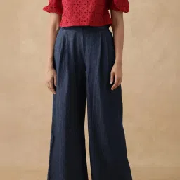 RAREISM Blue Cotton Solid Trousers image 1