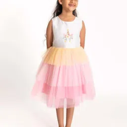 A Little Fable Kids White & Pink Printed Dress image 1