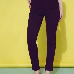 SELVIA Wine Regular Fit Mid Rise Trousers image 1
