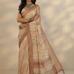 Libas Orange Printed Saree With Unstitched Blouse-picture-12