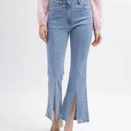 Elle Light Blue Cotton Bootcut High Rise Mid Rise Jeans image 1
