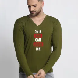 Friskers Olive Cotton Slim Fit Printed T-Shirt image 1