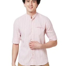 ColorPlus Pink Tailored Fit Striped Shirt image 1