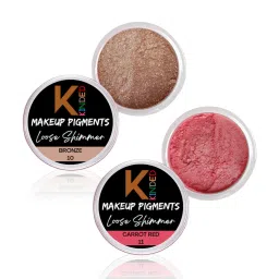 KINDED Makeup Pigments Loose Shimmer Powder Eyeshadow 10 Bronze & 11 Carrot Red Combo image 1