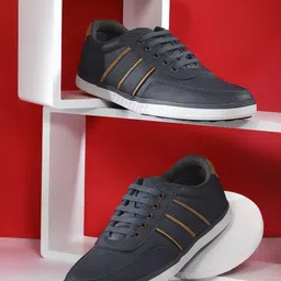 Mast & Harbour Men Navy Blue Solid Sneakers-picture-24