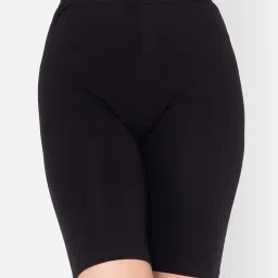 Clovia Black Cotton Cycling Shorts image 1