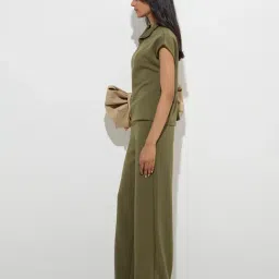 LOV by Westside Olive Solid High-Rise Pants image 3