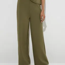 LOV by Westside Olive Solid High-Rise Pants-picture-43