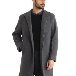 Rare Rabbit Grey Relaxed Fit Solid Long Coat image 1