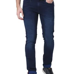 Mufti Dark Blue Lightly Washed Slim Fit Jeans image 1