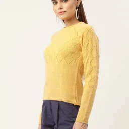 Rooted Yellow Self Design Sweater image 3