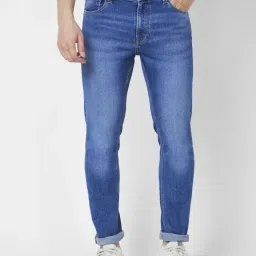 Spykar Mid Blue Cotton Super Slim Fit Jeans image 1
