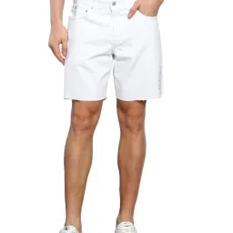 Calvin Klein Jeans White Cotton Regular Fit Denim Shorts image 1