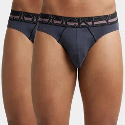 Jockey US17 Graphite Super Combed Cotton Rib Briefs with Ultrasoft Waistband - Pack of 2 image 1