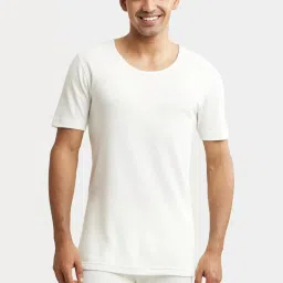 Jockey 2400 Men's Super Combed Cotton Rich Half Sleeved Thermal Undershirt with Stay Warm Technology image 1