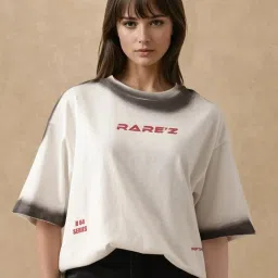 RAREISM Off White Cotton Printed Short Sleeves T-Shirt image 1