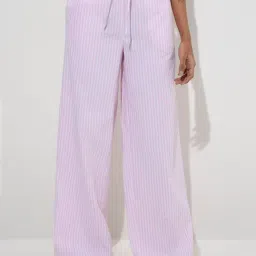 nuon women Nuon by Westside Pink Striped High-Rise Cotton Pants-picture-27