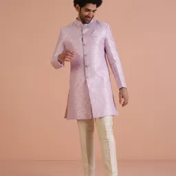 KISAH Lavender Jacquard Regular Fit Geometric Suit Set image 1