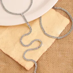 SOHI Silver Gem Studded Choker Necklace image 1