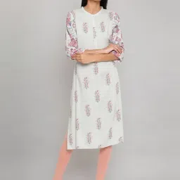 W White Printed Straight Kurta image 1