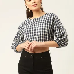 Elle Multicolor Check Crop Top image 1