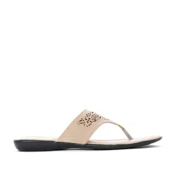 Khadim Women's Beige Thong Wedges image 1