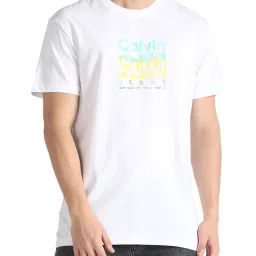 Calvin Klein Jeans Bright White Cotton Regular Fit Logo Printed T-Shirt image 1