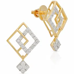 Malabar Gold and Diamonds 18k IGI Certified Diamond Yellow Gold Drop Earrings for Women image 1