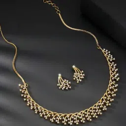 Peora Gold Plated Necklace and Earring Set for Women-image-12