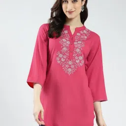 Monte Carlo Pink Viscose Embroidered Kurti image 1