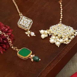 Zaveri Pearls Combo Of 3 Gold Tone Kundan Maangtikka-ZPFK13080-picture-43