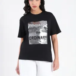 MADAME Black Graphic T-Shirt-image-62