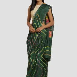 Geroo Jaipur Green Hand Dyed Leheriya Kota Silk Saree-picture-43