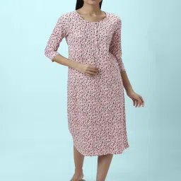 Dreamz by Pantaloons Pink Cotton Printed Nighty image 1