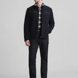 Jack & Jones Dark Navy Regular Fit Leather Jacket image 1